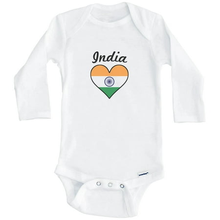 

Indian Flag Heart India One Piece Baby Bodysuit (Long Sleeve) 0-3 Months White