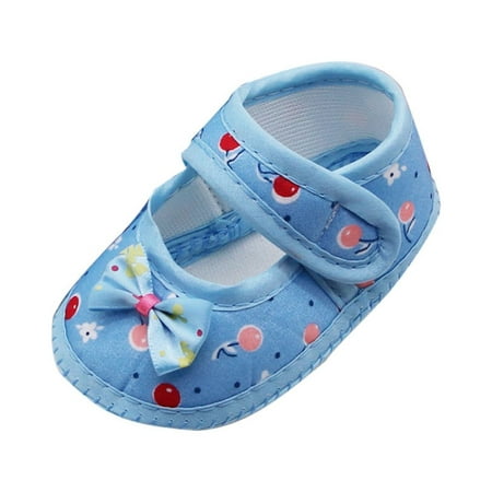 

Yinguo Baby Bow Girls Soft Sole Prewalker Warm Casual Flats Shoes Blue 11