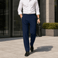 thumbnail image 2 of Aezemi Men Dressy Work Pants with Elastic Waist Fashion Straight Leg Loose Fit Ruched Business Casual Pants with Pockets Fashion Baggy Flowy Office Trousers 3XL, 2 of 9