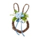 thumbnail image 2 of Corona de Pascua Decoración de Pascua Suministros para fiestas de temporada Corona de flores artificiales Azul, 2 of 9