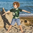 thumbnail image 3 of FORMRS Boys Rash Guard Short Sleeves Swim Shirt Quick Dry UPF 50+ Sun Protection, Sizes 3-12T, Black Abstract, 3 of 6