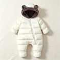 thumbnail image 2 of 3-6 Months Newborn Baby Winter Snowsuit Fleece Lined Hooded Footed Romper With Cute Bear Ears Infant Zipper Padded Jumpsuit One-Piece Footed Romper Newborn Gift, 2 of 9