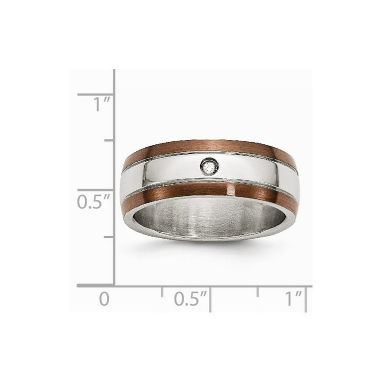 Stainless Steel Brown IP-Plated Brushed Finish Diamond 8mm Polished Band Stainless Steel Brown IP-Plated Brushed Finish Diamond 8mm Polished Band