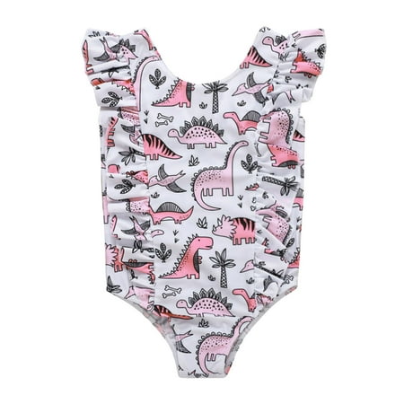 

Mikilon Bathing Beach Dinosaur One-Piece Girls Print Toddler Baby Swimwear Ruffles Kids Girls Bathing Suits Toddler Girl Clothes Clearance for 4-5 Years Child