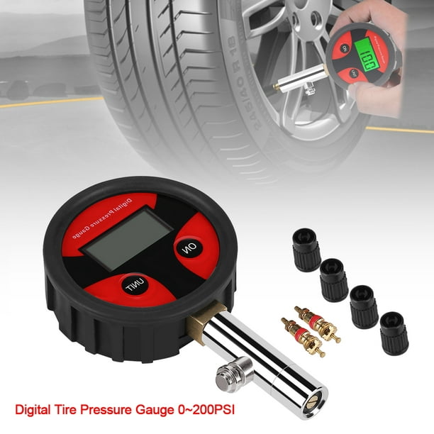 Rdeghly Jauge de pression numérique pour pneus de 0 ~ 200PSI avec valve et  capuchons de pneu pour faciliter les tests et la lecture, jauge de pression  numérique, jauge de pression des