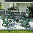 thumbnail image 4 of FODINGHILL Folding Adirondack Chair with Ottoman, Adjustable Backrest HDPE All-Weather Firepit Chair with Cup Holder, Forest, 4 of 8