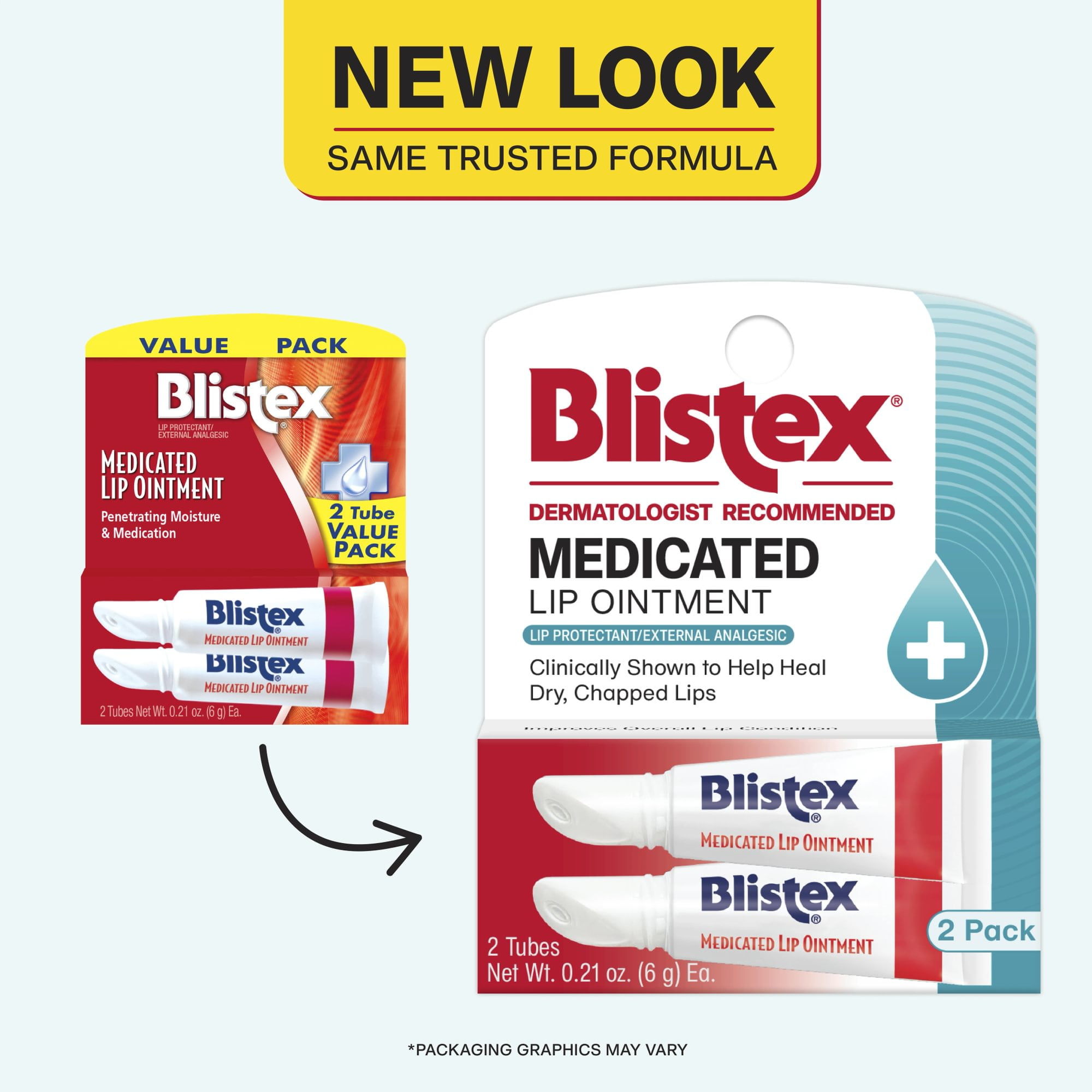 (3 pack) Blistex Medicated Lip Ointment - Advanced Moisture for Dry, Chapped Lips - 2 Count, 0.21oz Ea