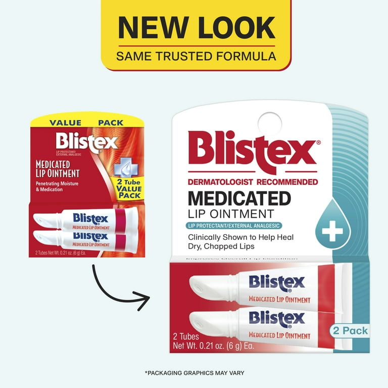 Blistex Medicated Lip Ointment Tube, 0.21 Ounce, Pack of 2