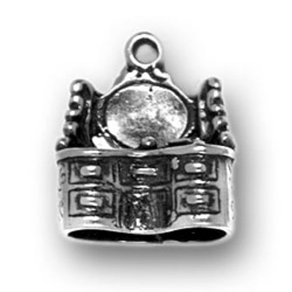 Sterling Silver 16" .8mm Box Chain 3D Vanity Dresser Mirror Pendant Necklace