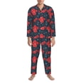 thumbnail image 3 of Balery Rose Flowers Pattern Pajama Sets for Men Long Sleeve 2 Piece Sleepwear Loungewear Sets Soft PJ's with Pockets Long Sleeve Comfy Pj Sets-Large, 3 of 7