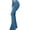 Blue, variant on High Waist Multi Pockets Button Fly Hip Lifting Flare Jeans Washed Rivet Decor Wide Leg Flare Denim Pants Streetwear