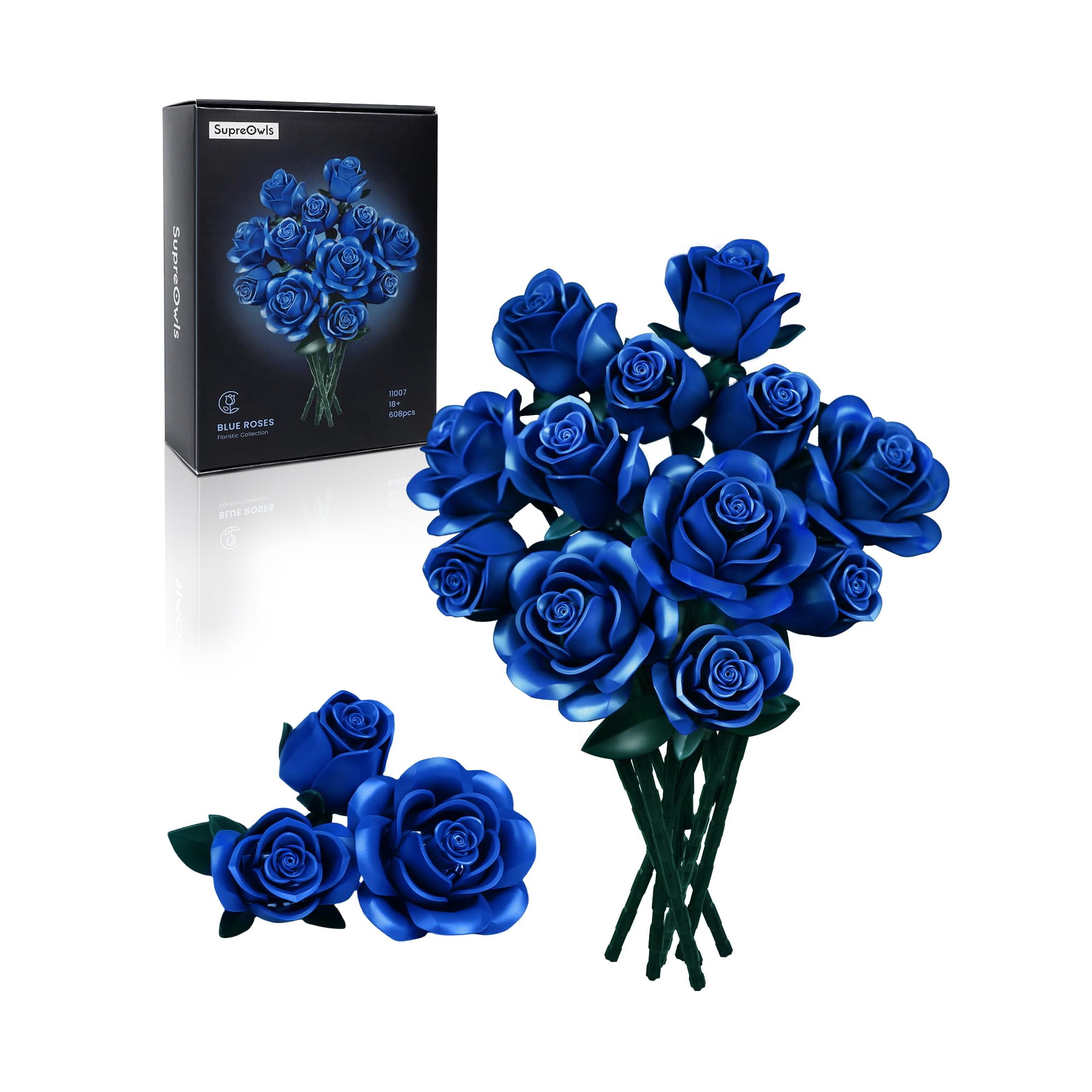 iATOM Blue Rose Bouquet Building Set, Compatible with Lego Flowers