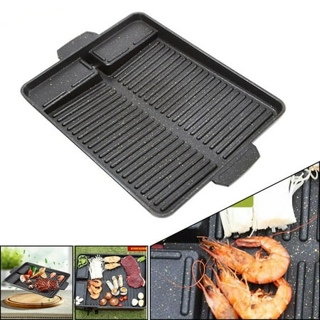 

Cast Aluminum Bbq Grill Pan Plate Non-Stick Coating Square Barbecue Tray