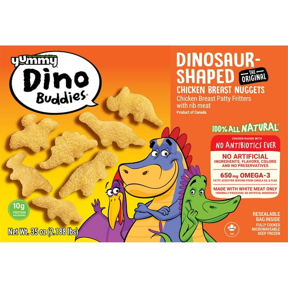 Yummy All Natural Dino Buddies Chicken Breast Nugget Meal, 35 Ounces, 10g of Protein per 89g Serving, Frozen