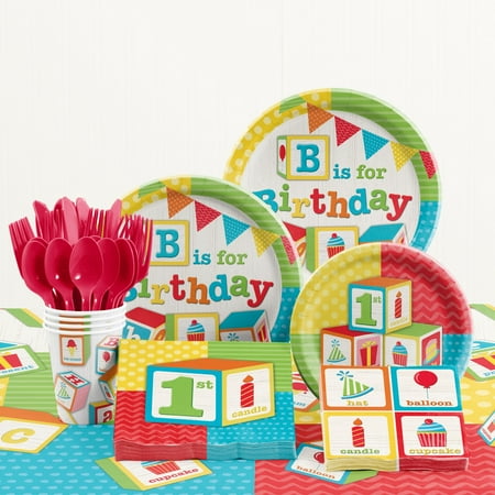 - ABC Blocks 1st Birthday Party Supplies Kit