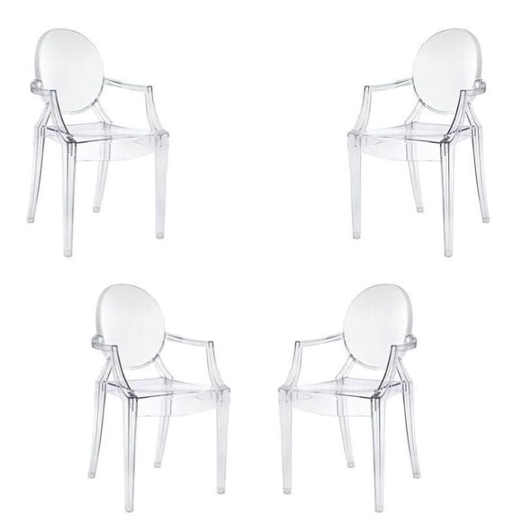 Ghost side chair, clear acrylic dining chair set of 4