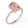 thumbnail image 4 of JeenMata 1.75 Carat Emerald Cut created morganite Halo Engagement Ring in 18k Rose Gold over Silver, 4 of 6