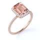 thumbnail image 4 of JeenMata Anillo de Compromiso de 1,75 Quilates con Halo de Morganita Creada en Color Rosa Melocotón con Corte Esmeralda en Oro Rosa de 18 K sobre Plata, 4 of 4