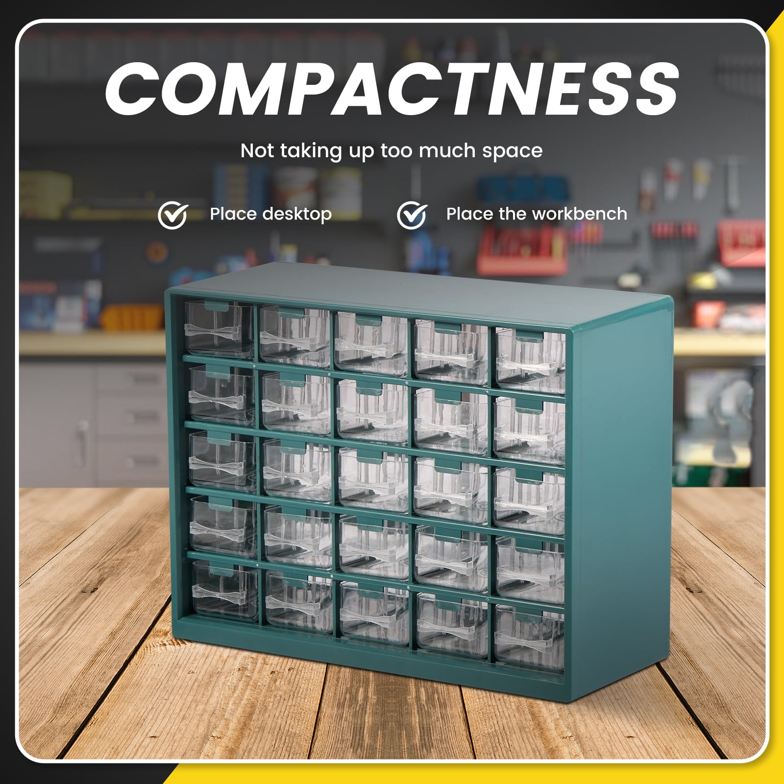 Plastic 25 Grids Hardware Storage Organizer Visible Drawer Parts Cabinet Effortless Cleaning Multi Layers Parts Storage Cabinet for Hardware Crafts Nuts Bolts Tool