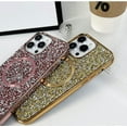 thumbnail image 3 of for iPhone Case,[Compatible with MagSafe] Crystal Diamond Glitter Bling Sparkly Soft Shockproof Cover for Women Girls Phone Case (Gold,iPhone 13), 3 of 6