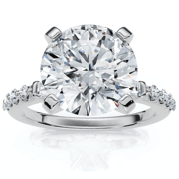 Pompeii Certified 3Ct Diamond & Baguette Accent Diamond Ring 14k Gold or Pt Lab Grown