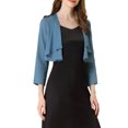 thumbnail image 4 of Allegra K Women's Open Front Drape 3/4 Sleeve Bolero Shrug Crop Cardigan XS Dusty Blue, 4 of 7