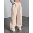 thumbnail image 5 of Women's Solid Corduroy Drapey Loose Wide Leg Casual Long Pants Color S, 5 of 9