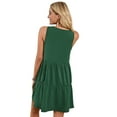 thumbnail image 3 of Summer Women's V-neck Sleeveless Dresses Solid Color Casual Pleated Loose Tank Top Dress, 3 of 7