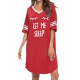 thumbnail image 3 of Sleep Shirts for Women Short Sleeve Cotton Novelty Night Shirts V Neck Oversized Nightgowns Cute Printed Nightdress, 3 of 7