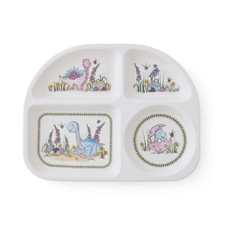 Portmeirion Botanic Garden Dinosaur Divided Plate – Durable Melamine Kids Sectioned Plate for Toddlers & Children, Easy-Clean, Fun Mealtime, Preschool Dining & Gift-Ready Tableware