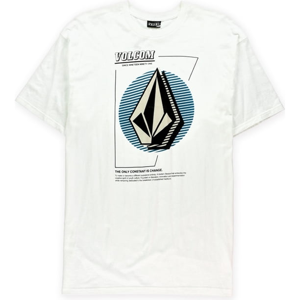 Playera gráfica con logo Volcom para hombre blanca extragrande