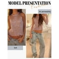 thumbnail image 4 of QAFOPEH Women's Sparkly Sheer Tank Top Glitter See Through Crewneck Sleeveless Crop Top, 4 of 4