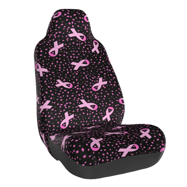 Wukai Breast Cancer Awareness3 Full Set Car Seat Covers with Soft Padding Universal Auto Front Seats Protector and Cushion Mat