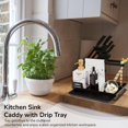 thumbnail image 3 of Kitchen Sink Caddy Organizer, Washing up Caddy with Removable Drip Tray, Sponge Holder and Cloth Hanger for Kitchen Sink, Carbon Steel Storage Rack for Kitchens, Bathrooms, 3 of 7