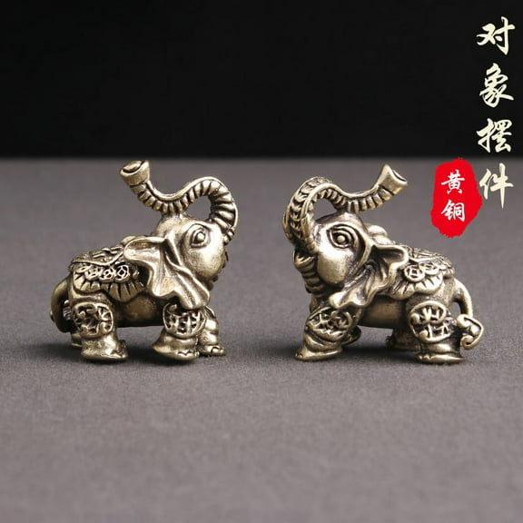 Copper Elephant Figurine for Decoration and Practical with Exquisite Details 2pcs Brown