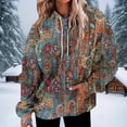 thumbnail image 6 of Women's Long Sleeve Sweatshirt Loose Off Shoulder Sleeves Regular Printed Hooded Top Casual Hoodie Outfits Basic Winter Clothing Fashion Fall Clothes, 6 of 6