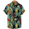 thumbnail image 3 of Camisa hawaiana con estampado 3D de flamencos de jungla tropical para hombre, blusa holgada de manga corta de verano estilo urbano de estilo Harajuku con solapa y botones, 3 of 5