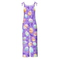 thumbnail image 5 of Feancey Holiday Rompers for Women Happy Easter Linen Bib Overalls Cute Eggs Graphic Sleeveless Wide Leg Rompers Comfy Loose Onesie with Pockets Multicolor S, 5 of 6