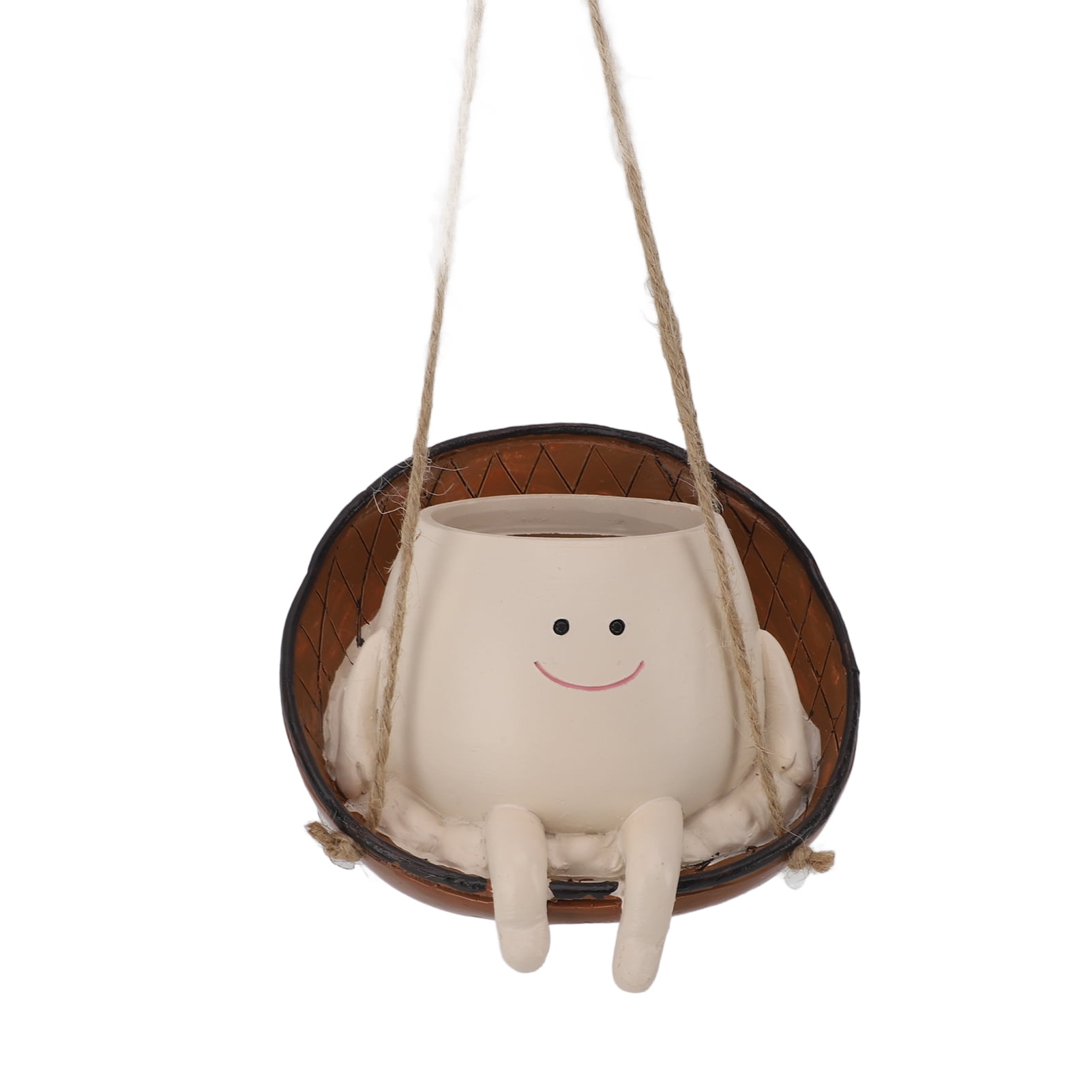 YAHHU Swing Face Planter Pot Cute Hammock Plant Holder Decorative Resin Smiling Head Hanging Planters for Indoor Outdoor Garden Succulents 5.5x4.0x5.5in / 14x10.2x14cm