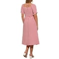 thumbnail image 3 of Vestido Midi para Mujer INSPIRE CHIC con Mangas Cortas Abullonadas, Estampado de Cuadros Gingham, Rojo, Talla M, 3 of 6