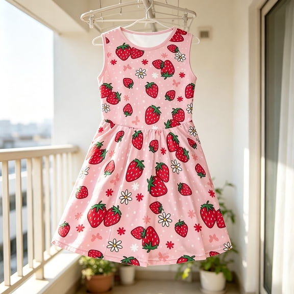 Big Girls Dress Sleeveless Stylish Graceful Cute Cozy for Summer and Casual Modern Dress Set
