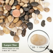5 lbs River Rock, Natural Polished Decorative Pebbles for Plants, Fish Tank, Landscaping, Mixed Colors, 3/8 to 1 1/2 inch