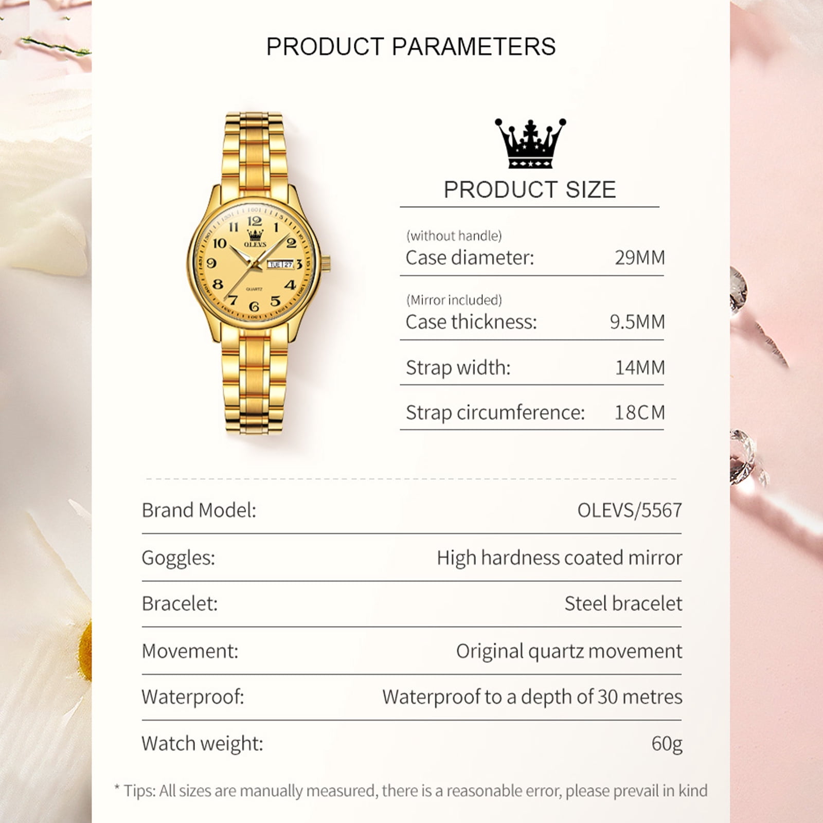 OLEVS Watches for Women Business Dress Two Tone Gold Plated Stainless Steel Analog Quartz Digital Date Waterproof Luminous Ladies Wrist Watches Relojes para Mujer