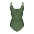thumbnail image 6 of Efsteb Swimsuits for Women 2025 Two Piece Womens Tankini Swimsuits V Neck Push Up Swim Top Color Block High Waisted Bathing Suits Swim Bottom (Army Green,M), 6 of 6