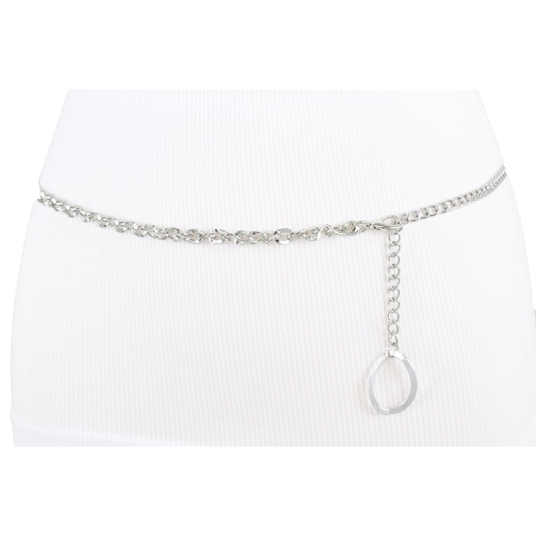 Women Silver Metal Chain Links Skinny Waistband Fashion Belt  display picture 3