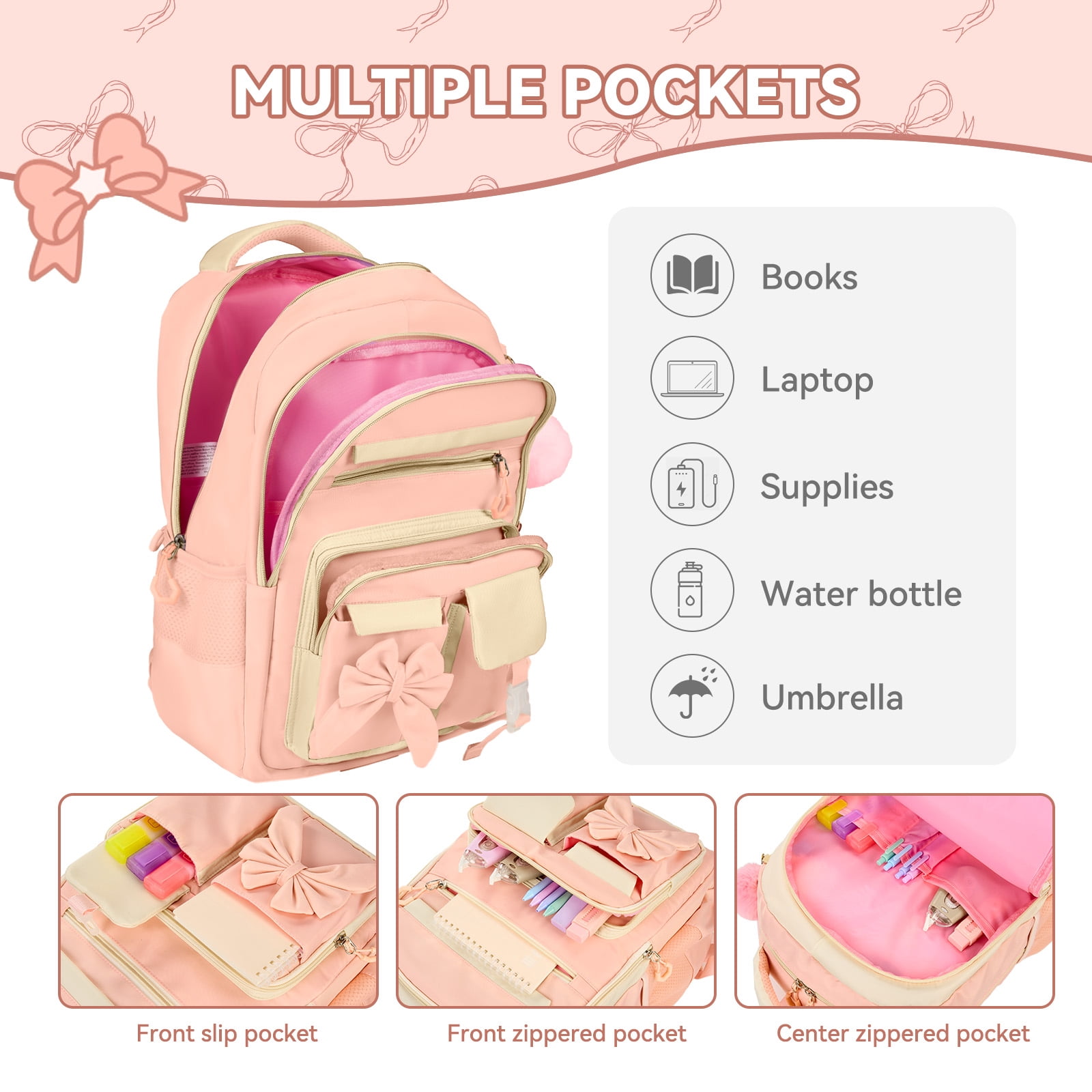 Inadays School Backpack Set Cute Bookbag Set for Elementary Preschool Middle