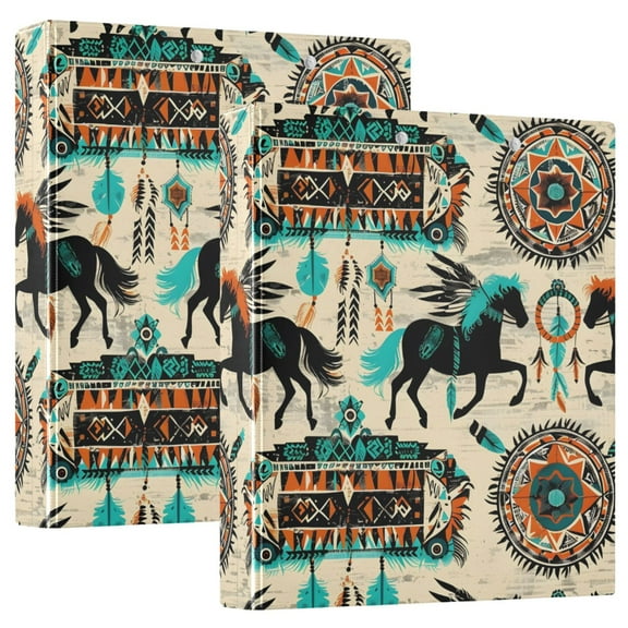 Indian Horse Hardcover 3 Ring Binder 1.5” Round Rings Binder Organizer Letter Size Paper Pockets School Office Supplies