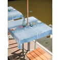thumbnail image 2 of Outdoor Tablecloths with Umbrella Hole & Zipper, Coastal Blue Striped 54x54 Inch Square Tablecloths, Ocean Sea Summer Starfish Coral Shells Waterproof Table Cloth, Patio/Pool/Picnic Table Covers, 2 of 8