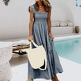 thumbnail image 5 of Women's Retro Pleated Suspender Ruffled Maxi Dress, 5 of 9