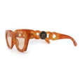 thumbnail image 3 of Thick Chain Arm Squared Thick Plastic Cat Eye Plastic Sunglasses Orange Marble Light Brown, 3 of 4
